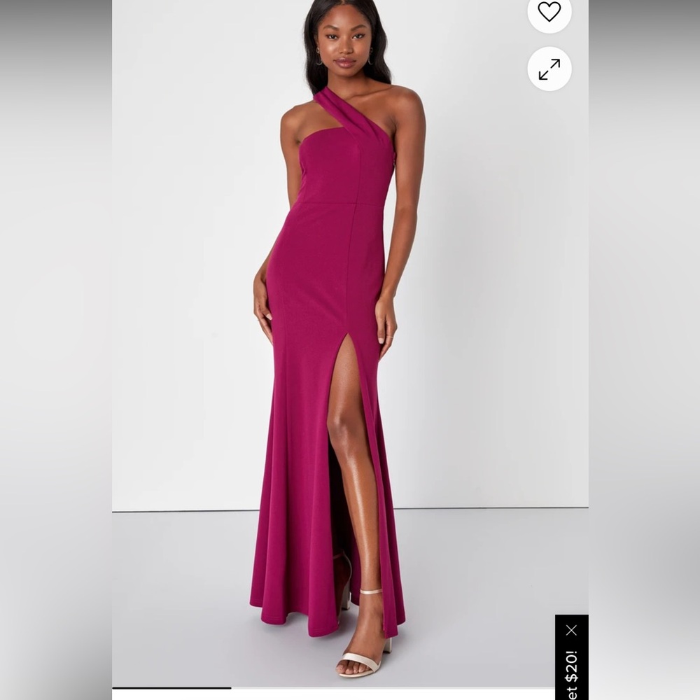 Remarkable Presence Magenta Purple One-Shoulder Maxi Dress- size small